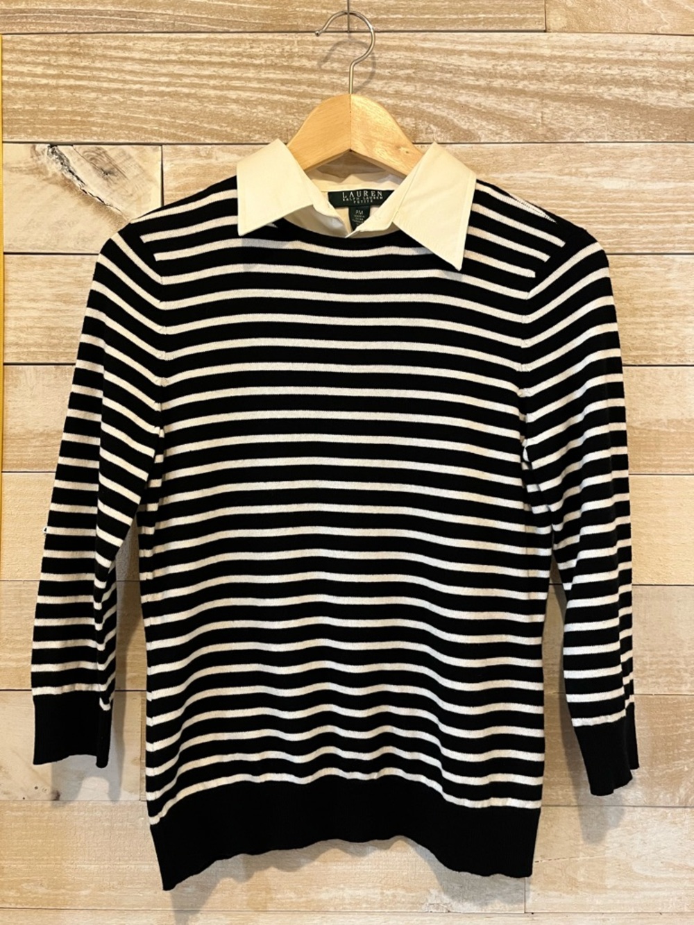 Ralph Lauren Black and White Striped Sweater-removable collar